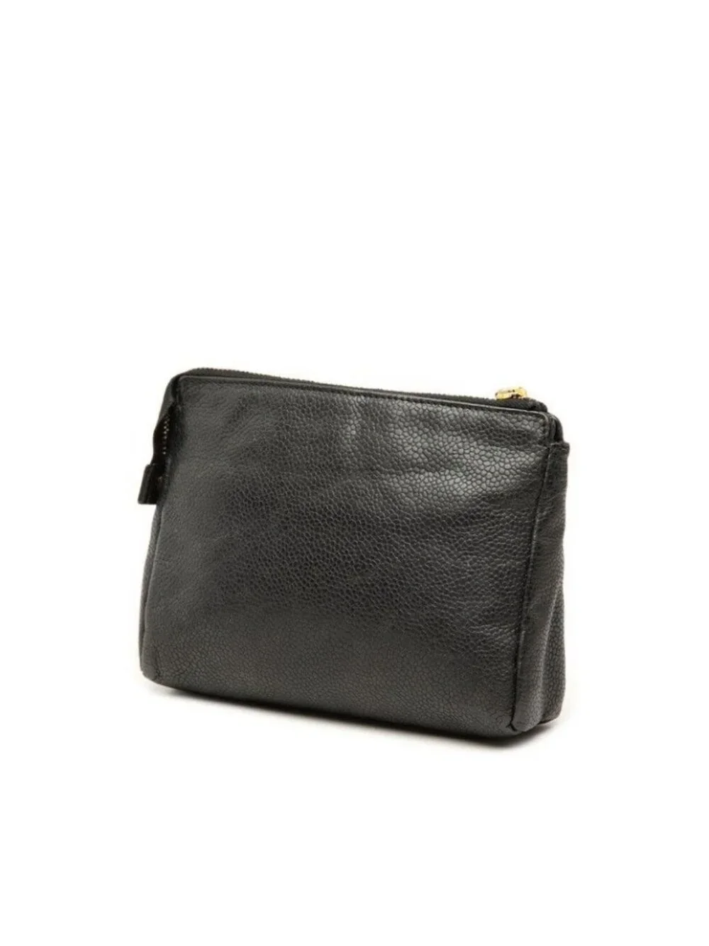 Chanel CC Logo Pouch Case Black Caviar Leather